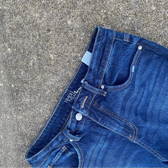 Time and Tru High Rise Dark Blue Ankle Cuffed Straight Jeans size 8 - Picture 4 of 6